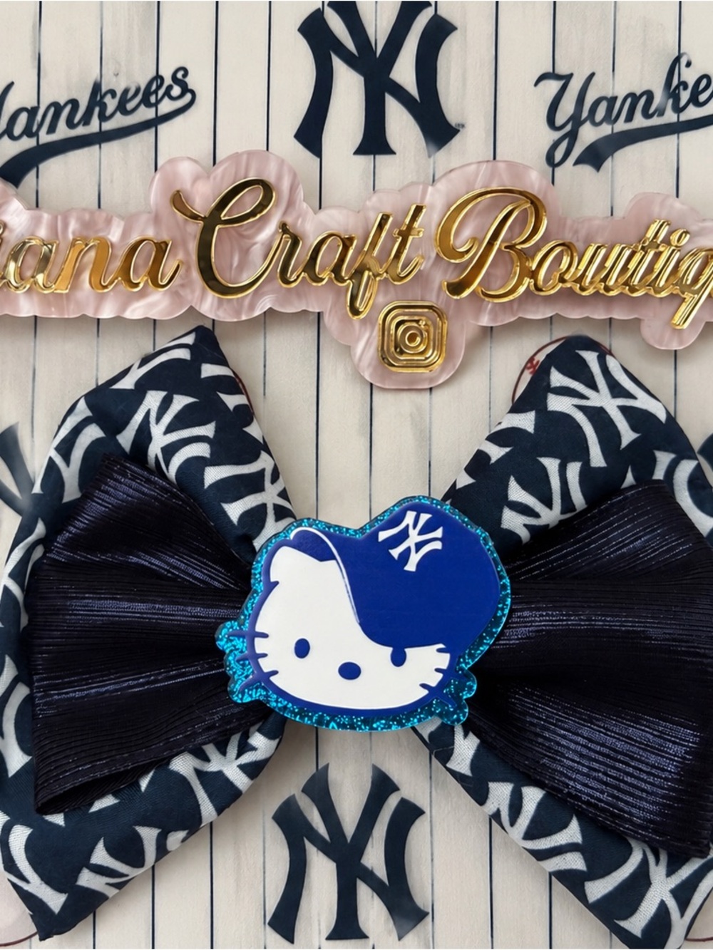 Navy Blue Baseball Bow Hair Clip for Kids